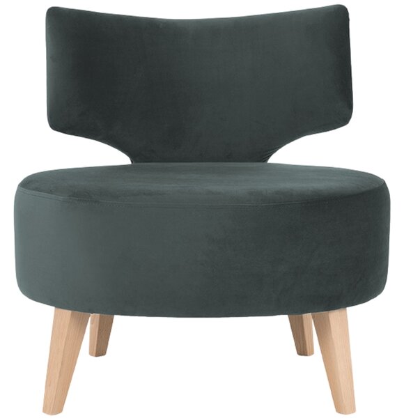 Nordic Design Tmavě šedé sametové křeslo Full