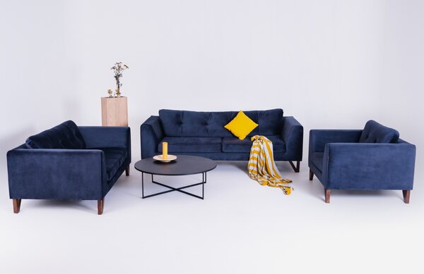 Nordic Design Tmavě modré sametové křeslo Sonny