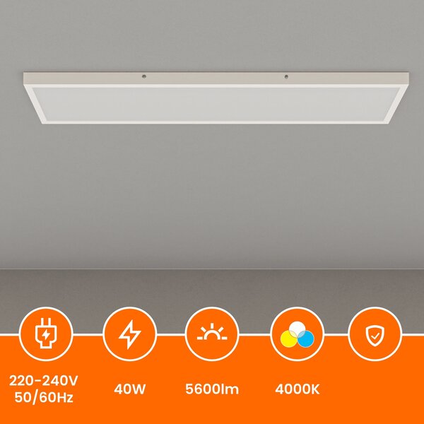 Stropní LED svítidlo 5600 lm, 30 × 120 cm, 40 W, neutrální bílá 4000 K, IP20