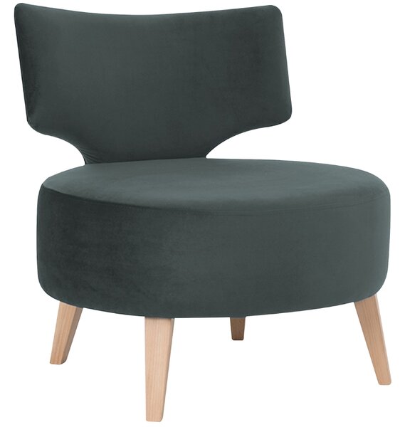 Nordic Design Tmavě šedé sametové křeslo Full