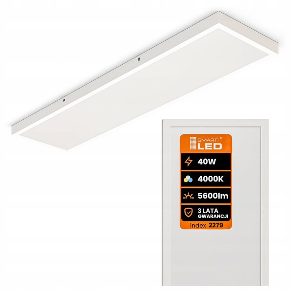 Stropní LED svítidlo 5600 lm, 30 × 120 cm, 40 W, neutrální bílá 4000 K, IP20