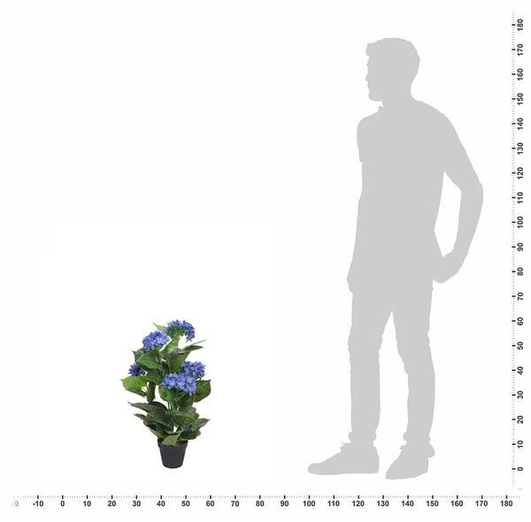 Umělá rostlina hortenzie s květináčem 60 cm modrá 244439