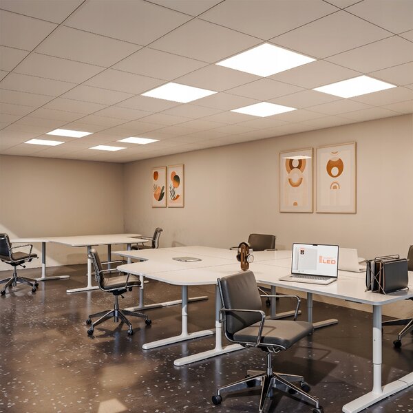 Bílé zápustné LED svítidlo 48 W, 5760 lm, 4000 K, 60 × 60 cm, neutrální bílá, IP20