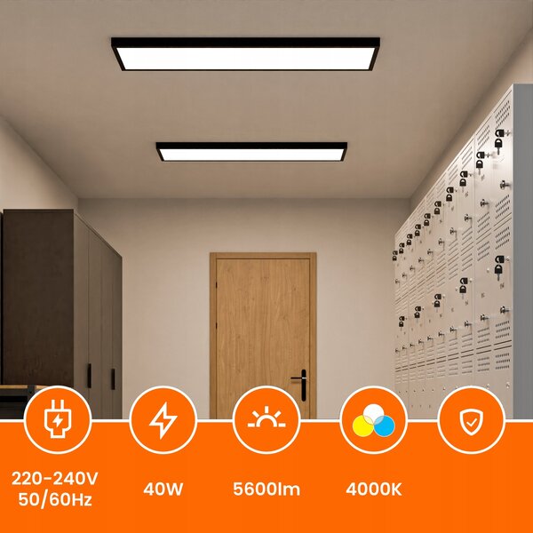 Stropní LED svítidlo 5600 lm, 30 × 120 cm, 40 W, neutrální bílá 4000 K, IP20