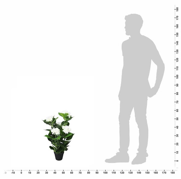Umělá rostlina hortenzie s květináčem 60 cm bílá 244441