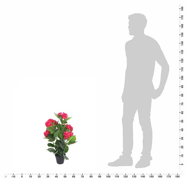 Umělá rostlina hortenzie s květináčem 60 cm červená 244440