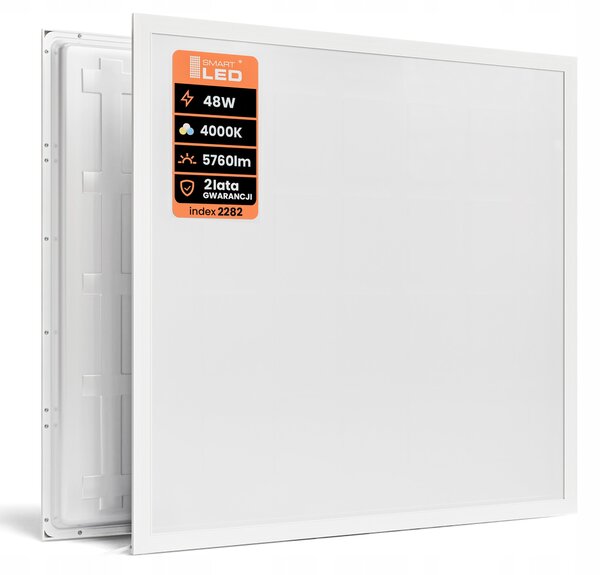Bílé zápustné LED svítidlo 48 W, 5760 lm, 4000 K, 60 × 60 cm, neutrální bílá, IP20