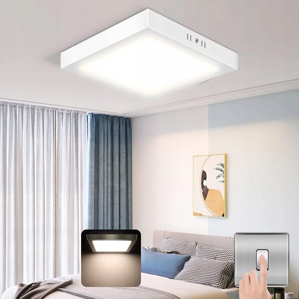 Bílé čtvercové stropní LED svítidlo 24 W, neutrální bílá