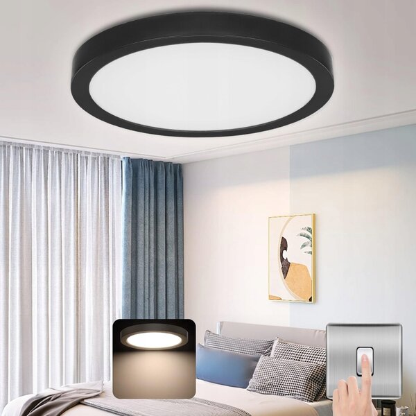 Černé kulaté stropní LED svítidlo 24 W, neutrální bílá