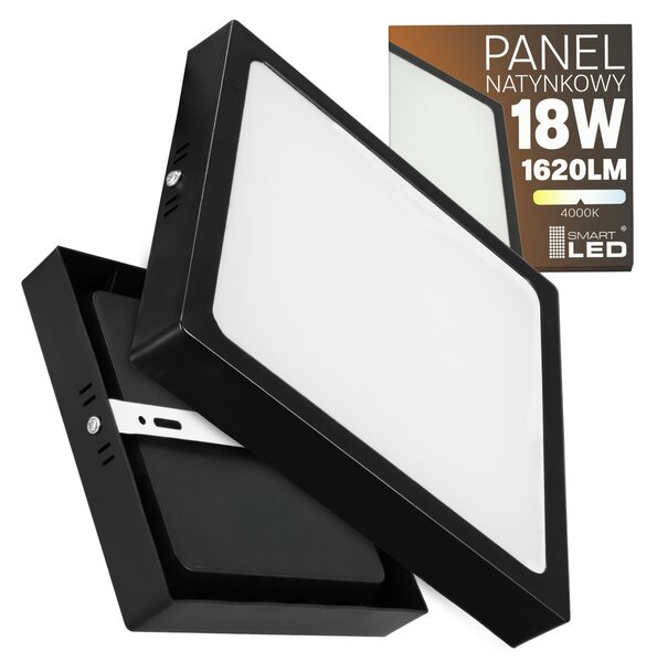 Černé čtvercové stropní LED svítidlo 18 W, neutrální bílá