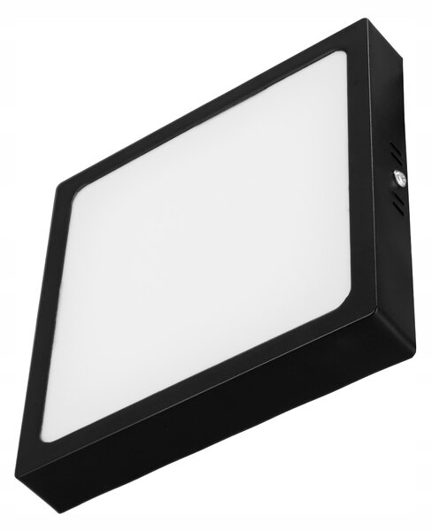 Černý přisazený LED panel 24 W, 2160 lm, neutrální bílá 4500 K, 20 × 20 cm