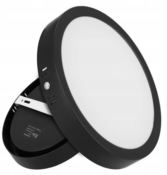 Černé kulaté stropní LED svítidlo 24 W, neutrální bílá
