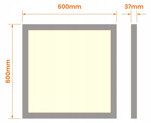 Přisazený LED panel 40 W, 5200 lm, 60 × 60 cm, neutrální bílá 4000 K