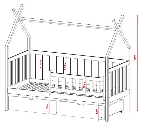 Legno Dětská postel ve tvaru stanu Šimon bílá Rozměr (cm): 80x160
