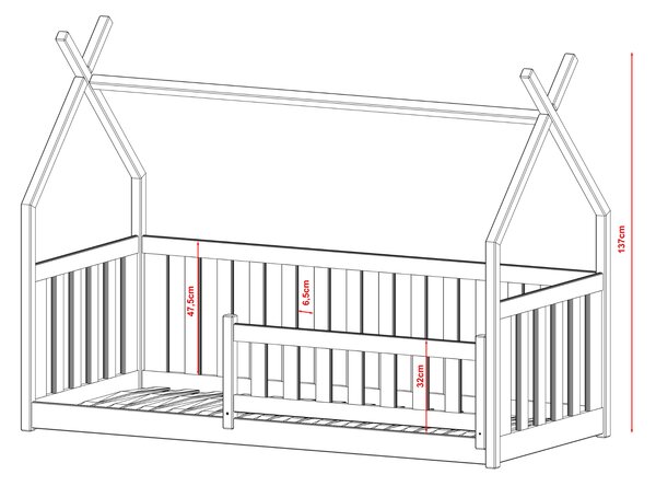Legno Dětská postýlka týpí BODIO šedá Rozměr (cm): 80x160