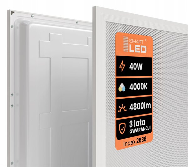 Zápustný LED panel 40 W, 4800 lm, 60 × 60 cm, neutrální bílá 4000 K
