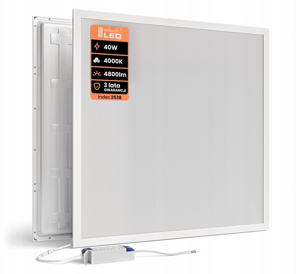 Zápustný LED panel 40 W, 4800 lm, 60 × 60 cm, neutrální bílá 4000 K