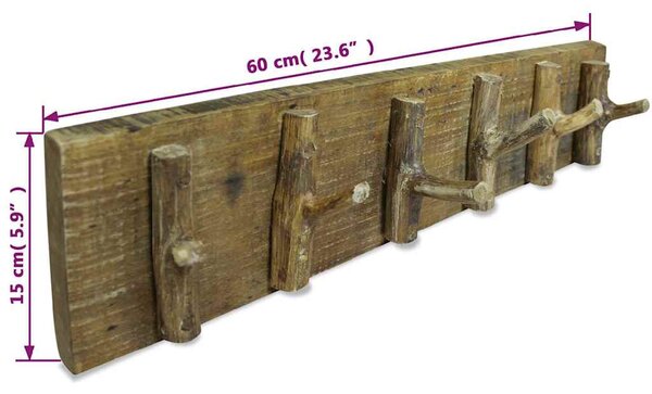 Věšák na kabáty směs recyklovaného dřeva 60 x 15 cm 244501