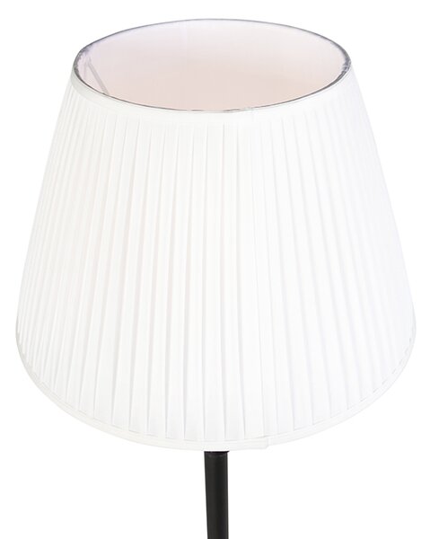Stojací lampa černá s plisovaným stínítkem bílým 45 cm - Classico
