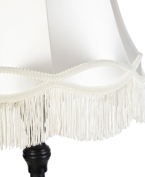 Stojací lampa černá s abajurem krémové barvy - Classico