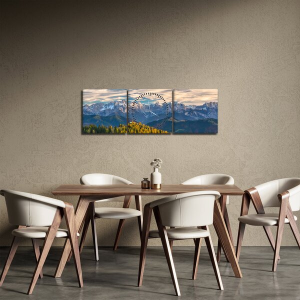 Obraz - horské panorama (s hodinami) (90x30 cm)