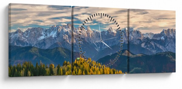Obraz - horské panorama (s hodinami) (90x30 cm)