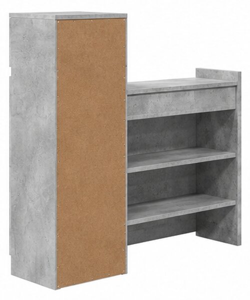 Skříňka na boty, botník, zásuvka, dvířka, police, dřevo, 102x101x30 cm, beton šedá, Dekorino BS20260005