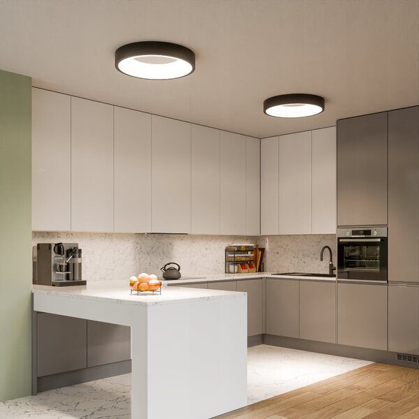 Černé kulaté stropní LED svítidlo 50 W, 4000 K, 5000 lm, Ø 60 cm