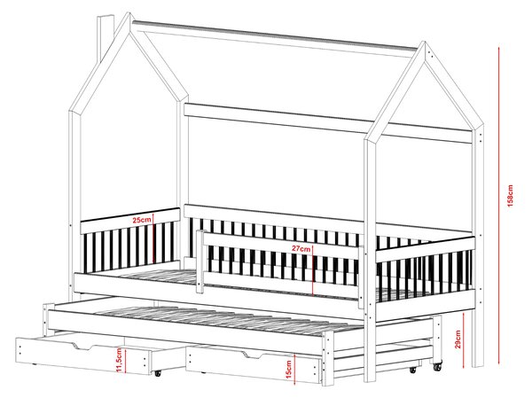 Legno Dětská rozkládací postel Pipa šedá Rozměr (cm): 80x160