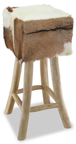Barová stolička kozí kůže a masivní teak 244543