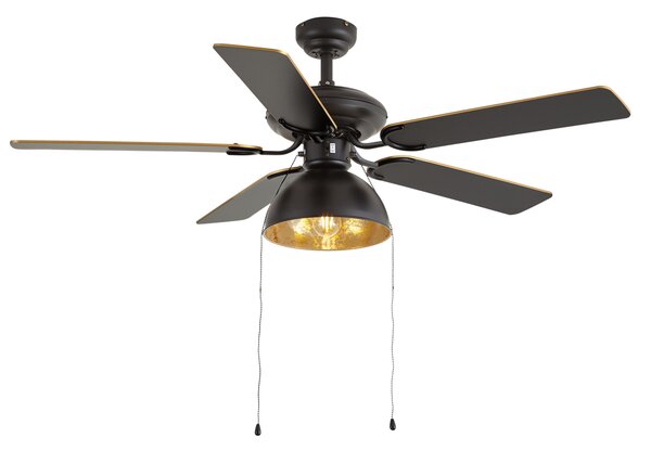 Stropní ventilátor černý s béžovou 130 cm s tahovým spínačem - Mistral Magna