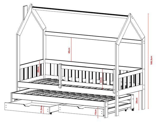 Legno Dětská rozkládací postel Mickey bílá Rozměr (cm): 80x160