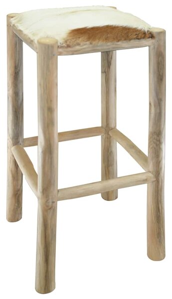 Barová stolička kozí kůže a masivní teak 244544