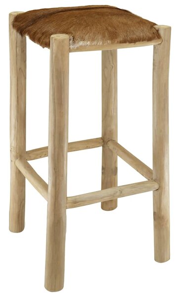 Barová stolička kozí kůže a masivní teak 244544