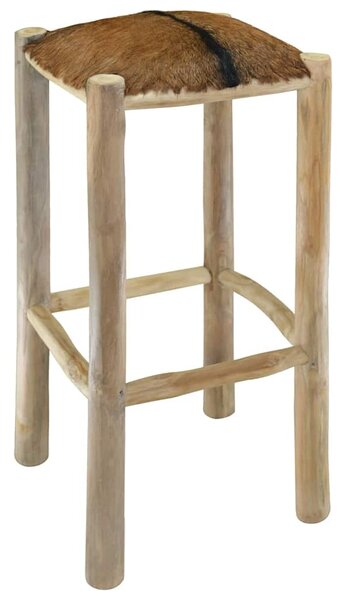 Barová stolička kozí kůže a masivní teak 244544