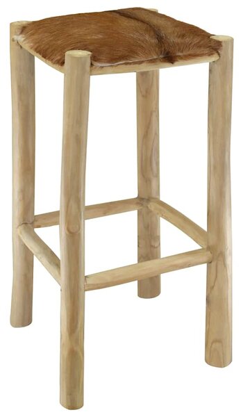 Barová stolička kozí kůže a masivní teak 244544