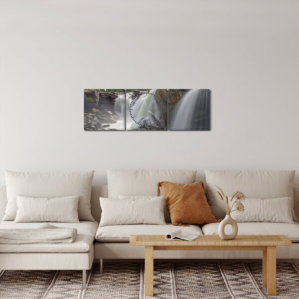 Obraz vodopádů (s hodinami) (90x30 cm)