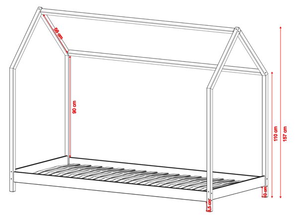Legno Dětská postel ve tvaru domku Lucie bílá Rozměr (cm): 80x160