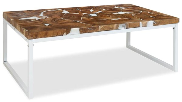 Konferenční stolek teak a pryskyřice 110 x 60 x 40 cm 244553