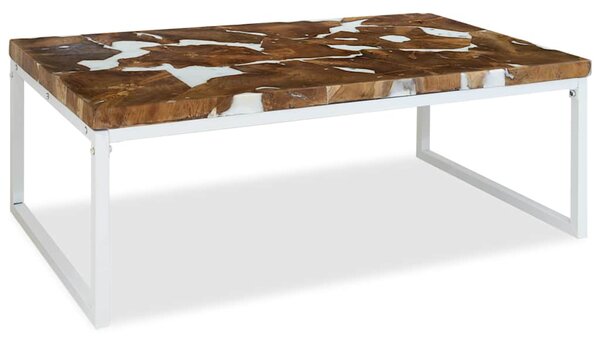 Konferenční stolek teak a pryskyřice 110 x 60 x 40 cm 244553