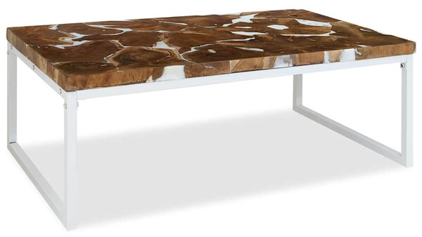 Konferenční stolek teak a pryskyřice 110 x 60 x 40 cm 244553