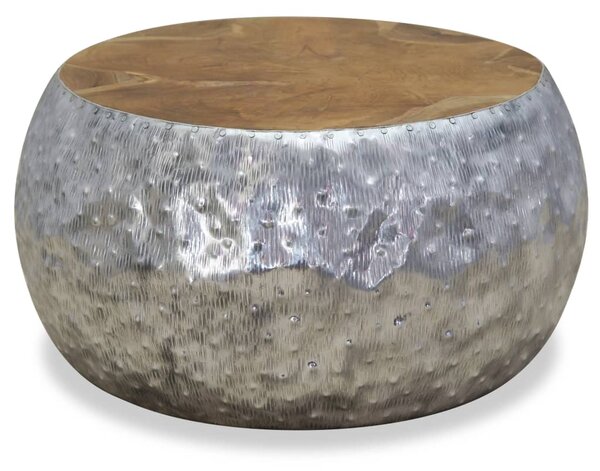 Konferenční stolek, hliník a teak, 60x60x30 cm 244549