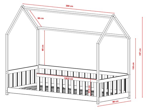 Legno Dětská postel ve tvaru domku Hano borovice Rozměr (cm): 80x180