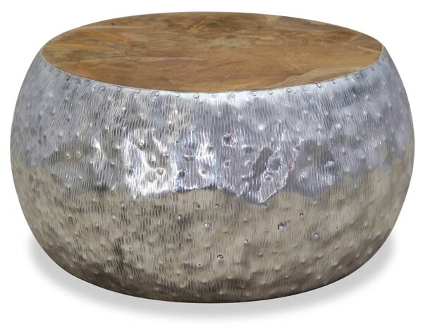 Konferenční stolek, hliník a teak, 60x60x30 cm 244549