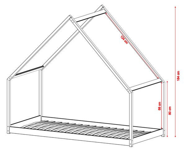 Legno Dětská postel ve tvaru domku Mora šedá Rozměr (cm): 80x180