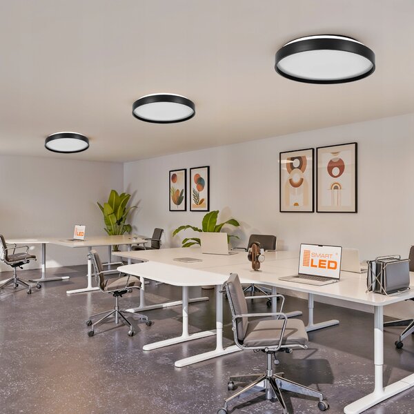 Černé kulaté stropní LED svítidlo 24 W, 33 cm, neutrální bílá