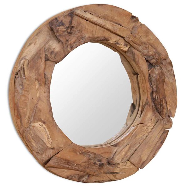Dekorativní zrcadlo teak 60 cm kulaté 244560