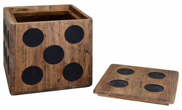 Úložný box mindi dřevo 40 x 40 x 40 cm design hrací kostky 244559