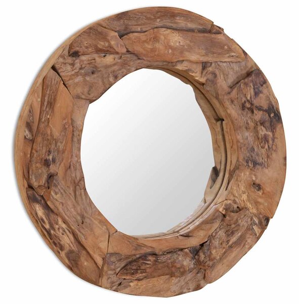 Dekorativní zrcadlo teak 60 cm kulaté 244560