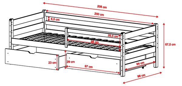 Legno Dětská postel LEON bílá Rozměr (cm): 90x200